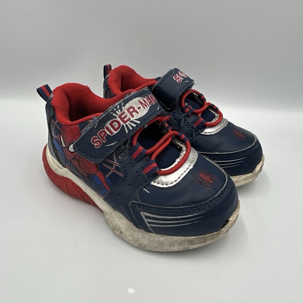 Marvel Spider-Man Light Up Sneakers Boys Size 7 Red Black‎ Y2K